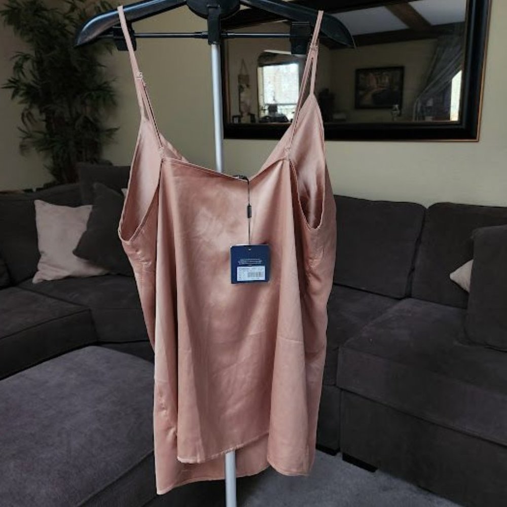 NWT Carli Bybel Missguided silky cami Slip dress dusty pink sz 12 - Picture 4 of 5